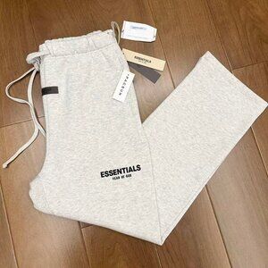 ESSENTIALS Light Oatmeal Uncuffed Sweatpants M Size
